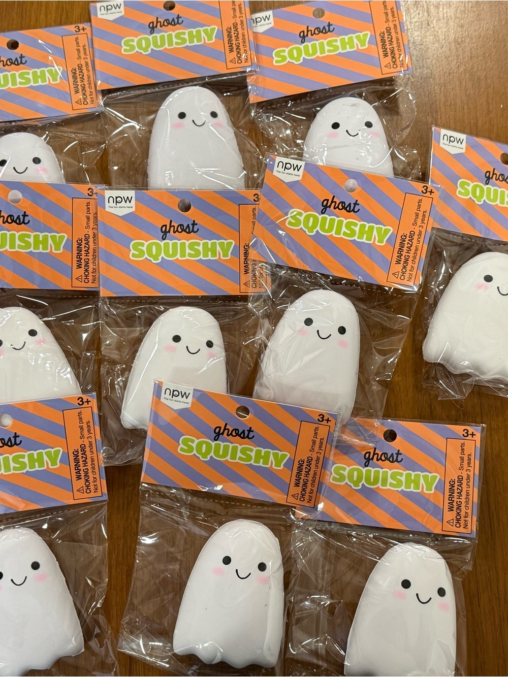 NPW White Ghost Squishy Toy - Cute Kids Party Favor-10pk